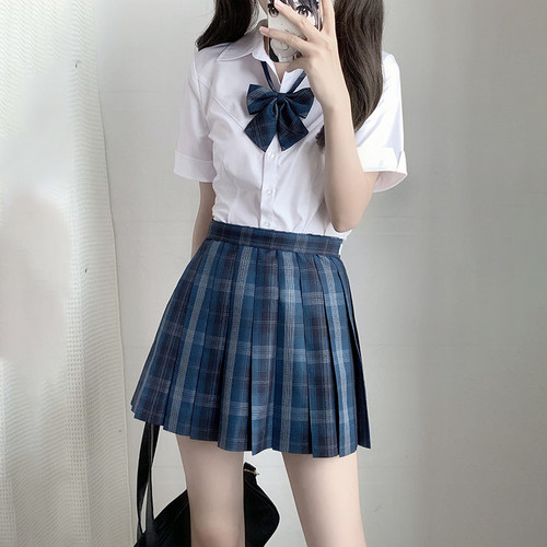 川铃奈原创JK减龄收腰短袖衬衫