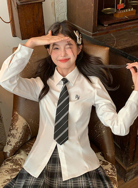 东京岁时记JK衬衫白色制服长袖收腰学院风修身上衣通勤衬衣月华高