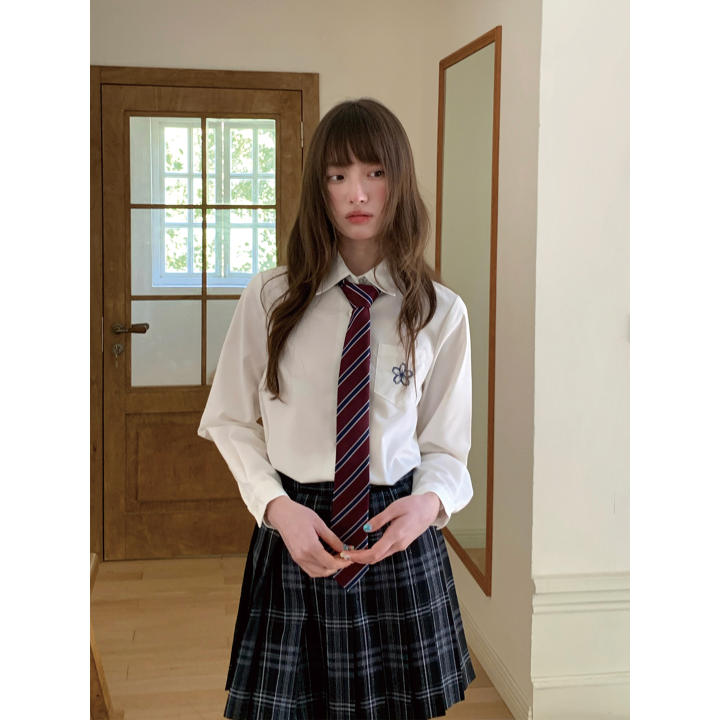 东京岁时记学院风纯白长袖衬衫