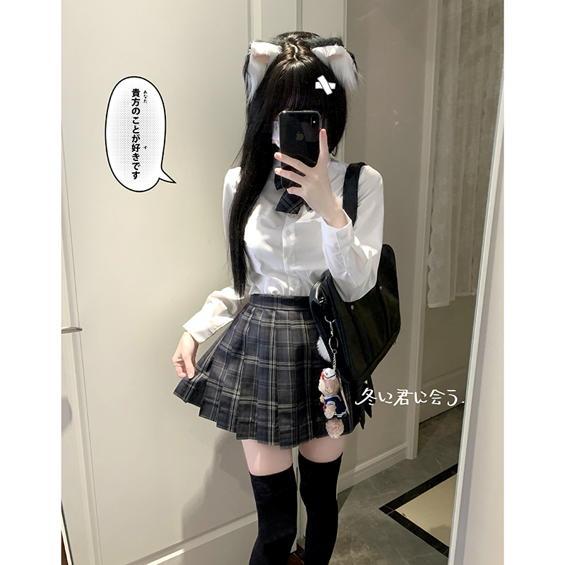 jk秋季收腰长袖衬衫东京岁时记