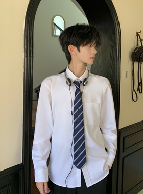 东京岁时记DK长袖衬衫白桃汽水学院风男制服套装上衣白色衬衣情侣