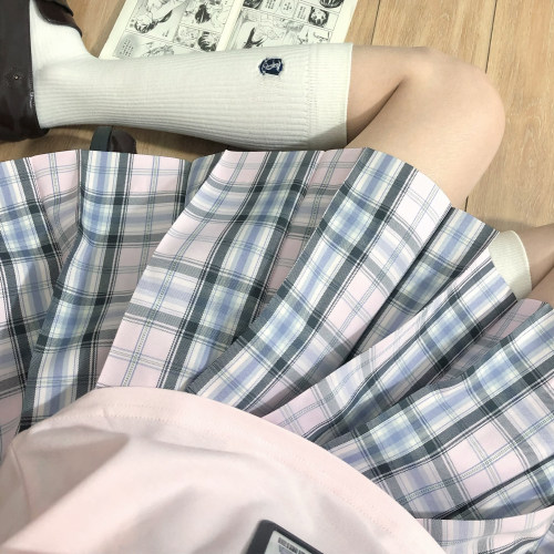 东京岁时记jk粉色格裙制服百褶裙