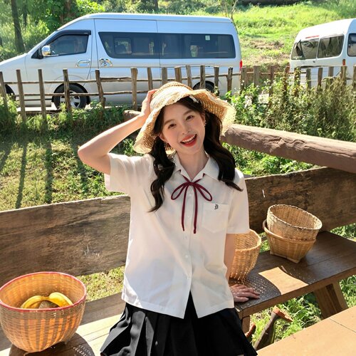 东京岁时记jk短袖衬衫女款白色夏