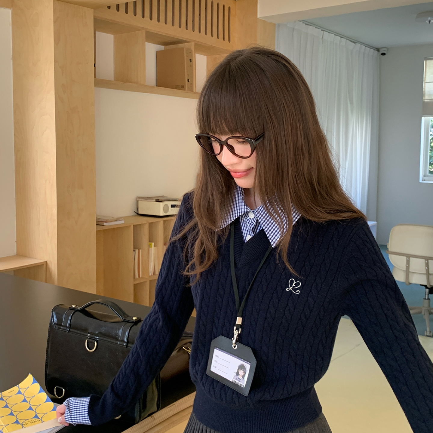 假两件针织毛衣学院风上衣女