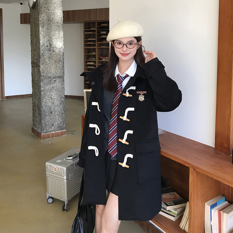 JK大衣学院风毛呢大衣长款