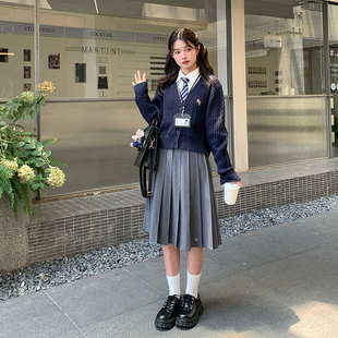 校供学院风长裙纯色半身裙女灰色百褶裙东京岁时记 原创JK制服夏季
