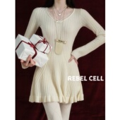 连衣裙2026年新款 REBEL CELL高级感时尚 千金风显瘦针织连衣短裙