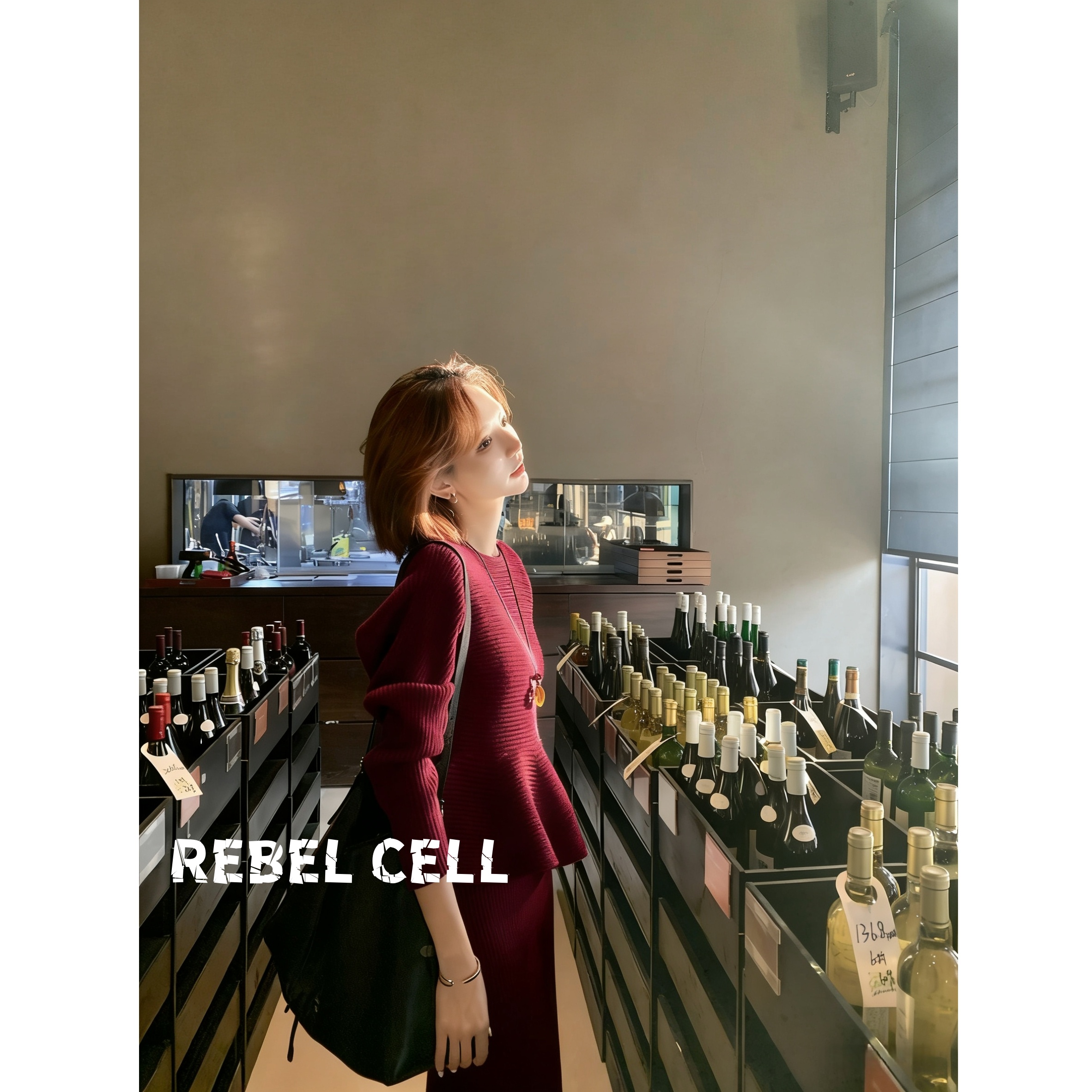 韩系荷叶边针织衫套装秋