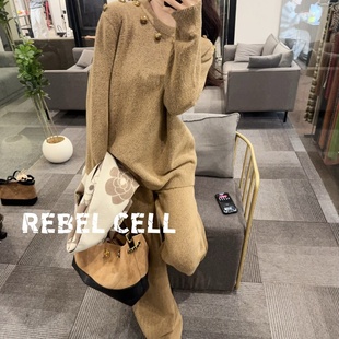 秋冬时髦阔腿裤 套装 两件套 CELL慵懒风轻奢高级感宽松针织衫 REBEL