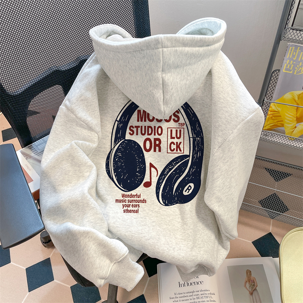 男女童港风字母印花纯棉连帽卫衣秋冬装儿童加绒加厚宽松百搭上衣