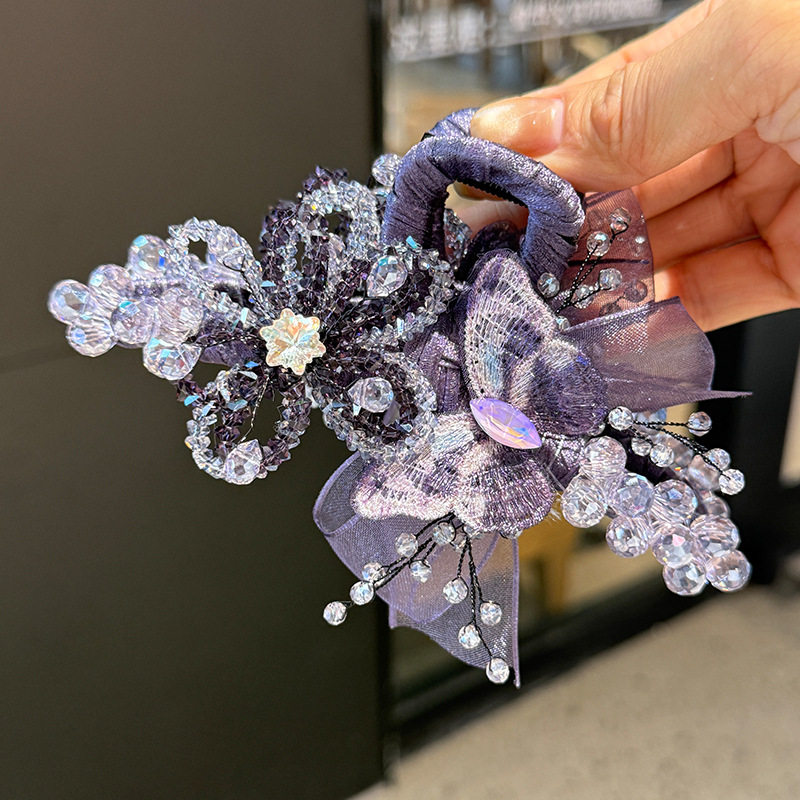 超仙紫色蝴蝶水晶流苏抓夹女轻奢刺绣蝴蝶鲨鱼夹新款发量少盘发夹,饰品/流行首饰/时尚饰品新,民族风发饰,淘宝优惠券,粉丝福利购,淘宝优惠卷