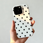ins风 韩国菲林半包菲林黑白小波点简约超薄磨砂手机壳适用iPhone