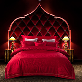 图美寝饰结婚六件套婚庆床上用品纯棉贡缎提花婚嫁大红喜被四件套