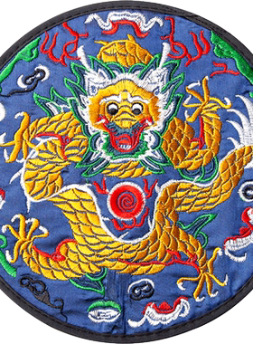 中国风刺绣龙圆形杯垫特色礼品