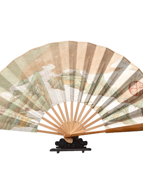 中国风宣纸折扇古风男款夏季扇子国潮汉服折叠扇随身便携10寸竹扇