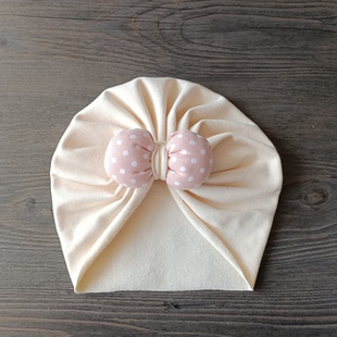 婴儿帽子纯棉春秋单层印度护囱门帽新生儿囟门帽 胖嘟嘟小蝴蝶结