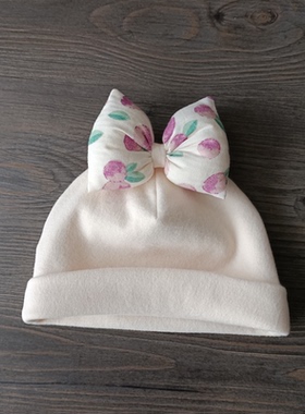 0-12月新生婴儿帽子秋冬季可爱超萌纯棉无骨胎帽女宝宝护卤门帽