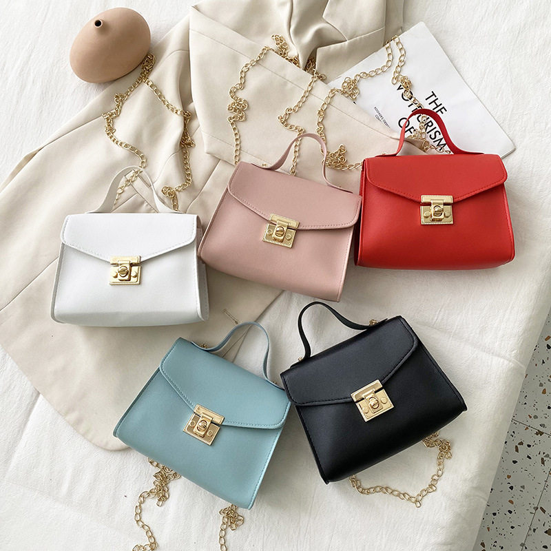 跨境女包2022夏秋韩版纯色平纹锁扣链条手提小方包单肩斜跨手机包,运动包/户外包/配件,挎包/拎包/休闲包,淘宝优惠券,粉丝福利购,淘宝优惠卷