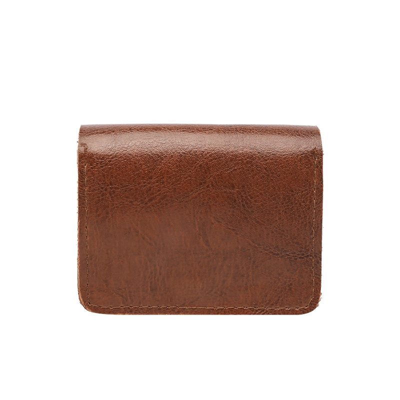 油皮迷你零钱包简约复古多卡位收纳袋超薄短款包盖式卡套一件