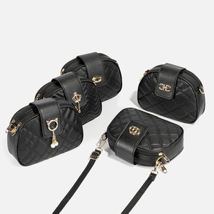 经典款绣花菱格斜挎女包ladies bags时尚个性五金吊坠手机包