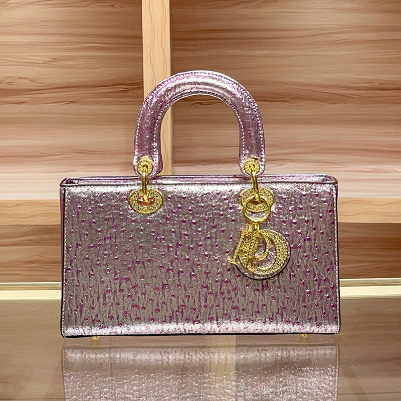 感真皮鸵鸟纹手提戴妃包包女2025新款小众时尚百搭单肩斜挎包,箱包皮具/热销女包/男包,通用款女包,淘宝优惠券,粉丝福利购,淘宝优惠卷