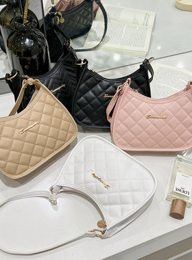 简约绣花腋下包2023跨境ladies bags百搭菱格单肩手提女士包