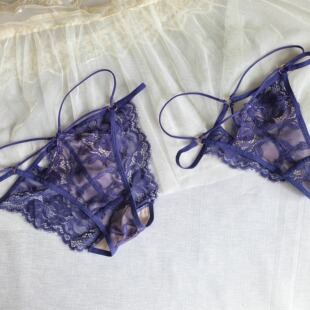 日单性感丝网女士三角裤/T裤白色紫色美腰线女内裤T裤