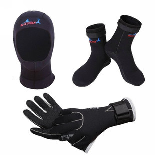 3MM保温保暖冬泳手套袜子脚套加厚游泳袜男女防刺磨浮潜潜水手套