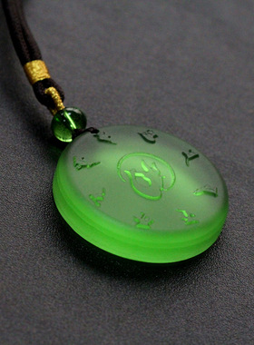 仏系项链挂件心咒琉璃孔雀明王咒吊坠佛家结缘普萨吊坠项链40mm