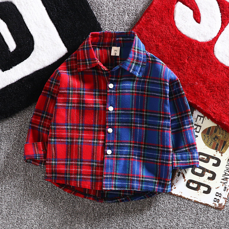 Boys shirt 2021 New Spring and Autumn 1234 children Long sleeve Shirt clothing baby Korean Edition Color matching jacket Western stylein the Children/Baby/Family fitted , Shirt  category - from Buy2taobao.com to provide professional Taobao agent buy service