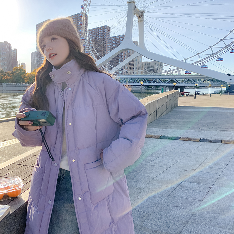 2022奶兔星球自制宽松大码长款羽绒棉服女大口袋防风扣冬季外套潮