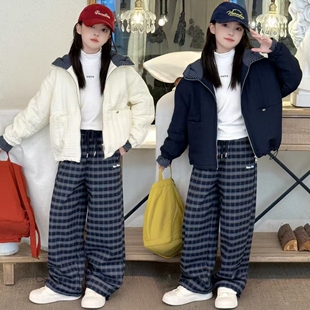 女童韩范气质外套时髦洋气儿童二棉棉衣中大童秋冬夹棉设计感夹克