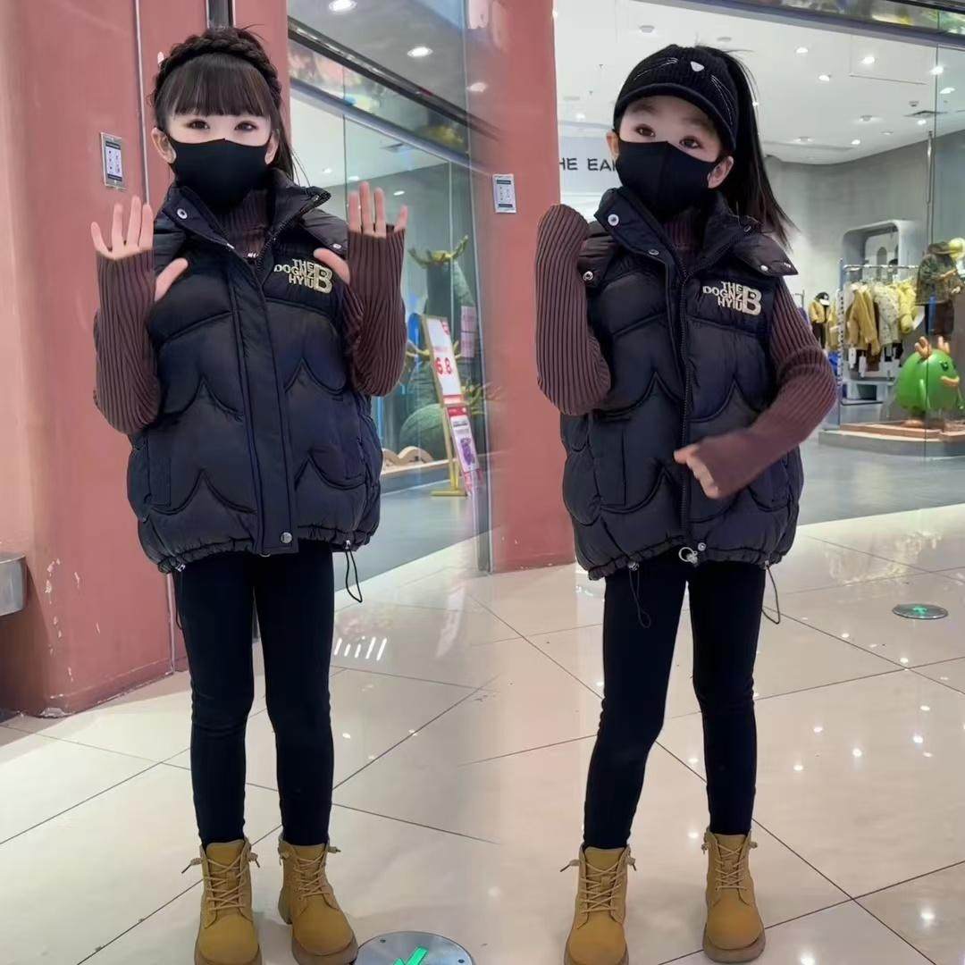 女童秋冬外穿马甲大童2024新款儿童秋装百搭宽松加厚连帽背心马夹,童装/婴儿装/亲子装,马甲,淘宝优惠券,粉丝福利购,淘宝优惠卷