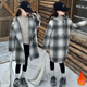 风衣时尚 女童秋冬装 复古中长款 韩版 连帽格子外套 加厚毛呢大衣新款