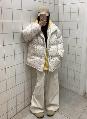 棉服女冬季碎花外套短款