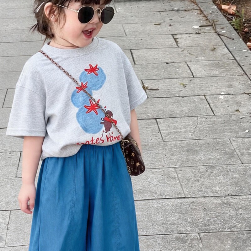 女童夏装套装0308儿童短袖夏款女宝宝夏季休闲阔腿裤子半袖两件套