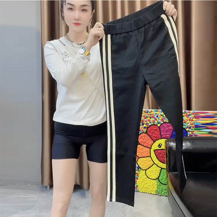 直筒条纹休闲裤女2025春秋冬款时尚洋气显瘦直筒柔软小脚九分长裤,女装/女士精品,休闲裤,淘宝优惠券,粉丝福利购,淘宝优惠卷