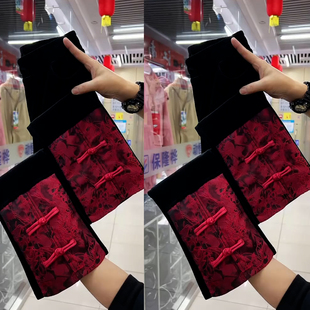 国风盘扣金丝绒微喇裤子秋冬新款高腰显瘦洋气百搭加厚时尚直筒裤