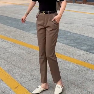 2025年薄款 休闲裤 夏季 高腰时尚 女 简约透气职业通勤九分小脚西装 裤