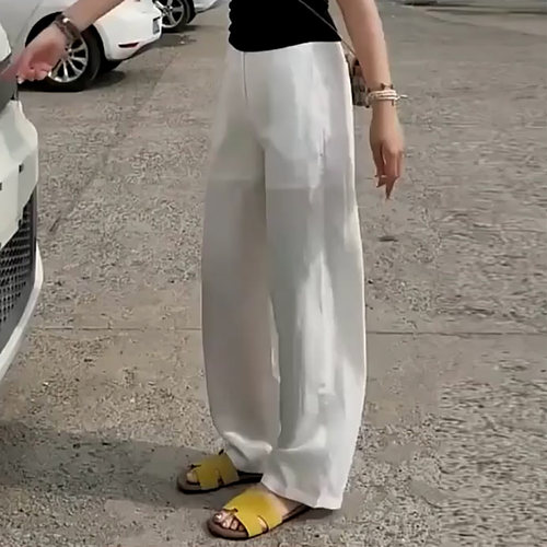 夏季薄款大码高腰显瘦阔腿裤女