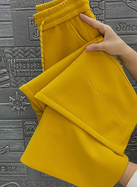 韩版黄色高腰薄款弯刀裤女春季新款宽松舒适透气显瘦通勤阔腿裤