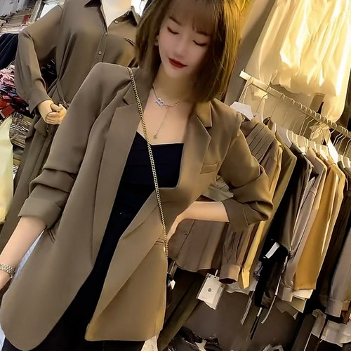 2022粉色西装外套休闲七分袖