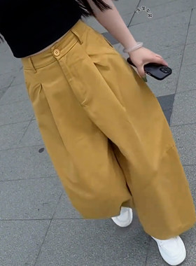 夏季姜黄薄款垂感九分阔腿裤女