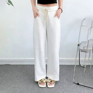 裤 弯刀裤 减龄高腰直筒阔腿裤 白色新款 子 女2026春夏季