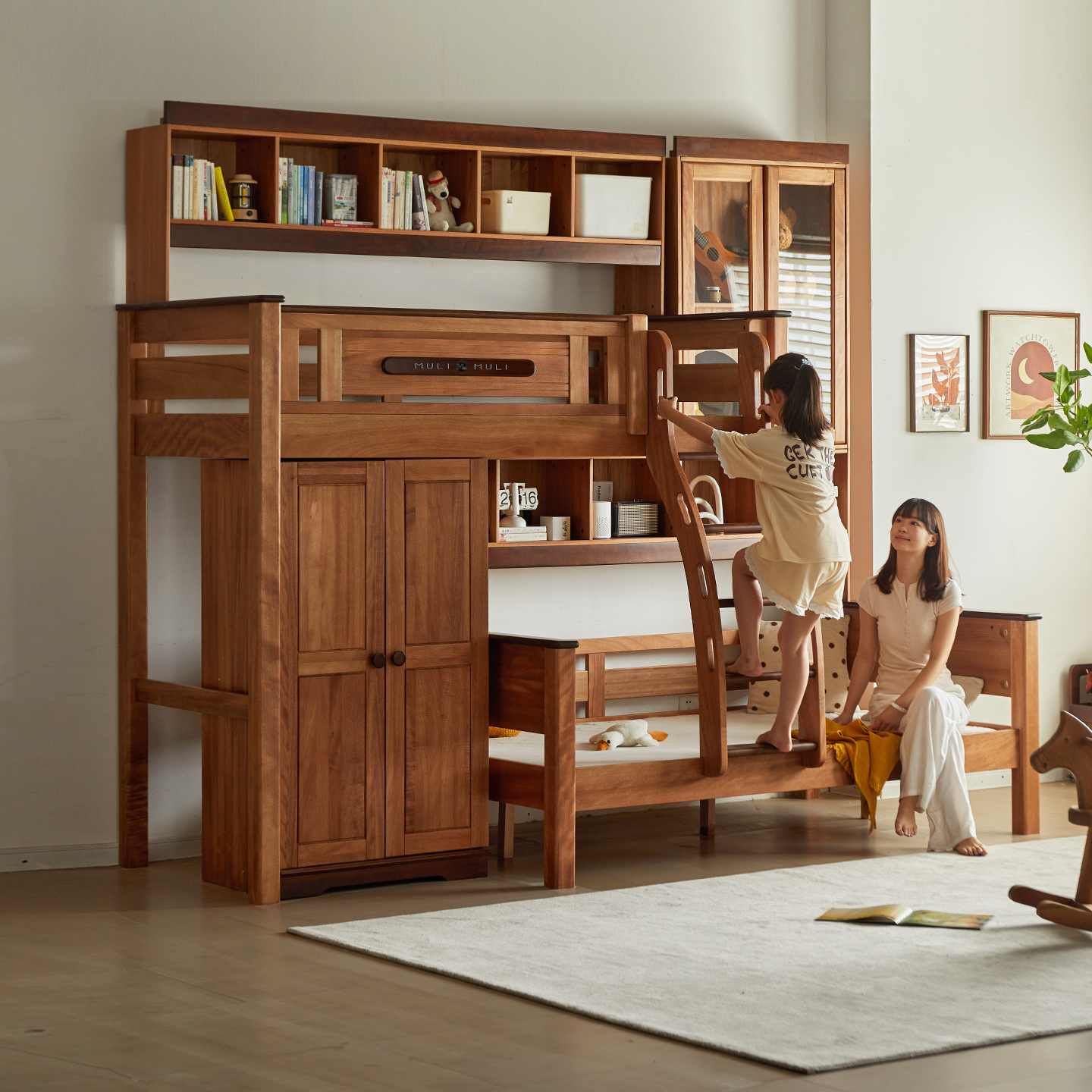 金多喜红檀木交错式上下铺