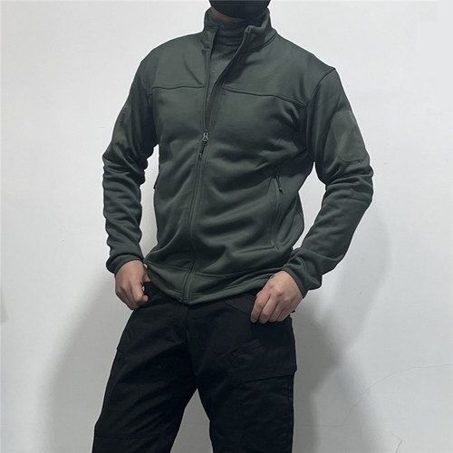 男春秋季户外战术夹克CP色迷彩抓绒外套立领开衫轻便弹力修身帅气