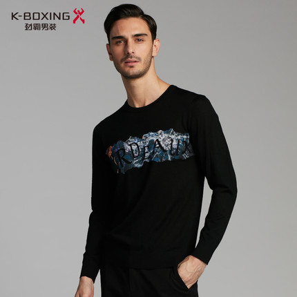 劲霸男装秋冬新款数码印花个性时尚羊毛衫男士针织衫男|FYYJ3525