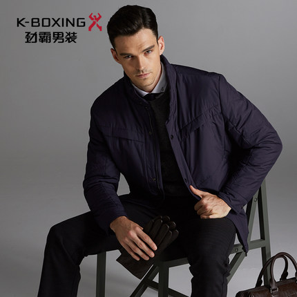 劲霸男士秋冬款短版茄克棉服 商务休闲修身保暖棉服外套
