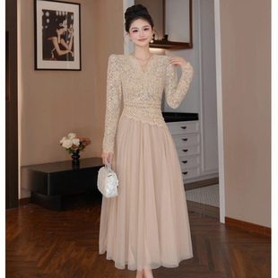 大方得体千金风蕾丝连衣裙女新款优雅显瘦超好看约会穿搭a字长裙