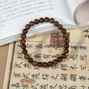 海南莺歌绿奇楠沉香手串九分沉佛珠文玩素珠单圈男女手链情侣盘玩